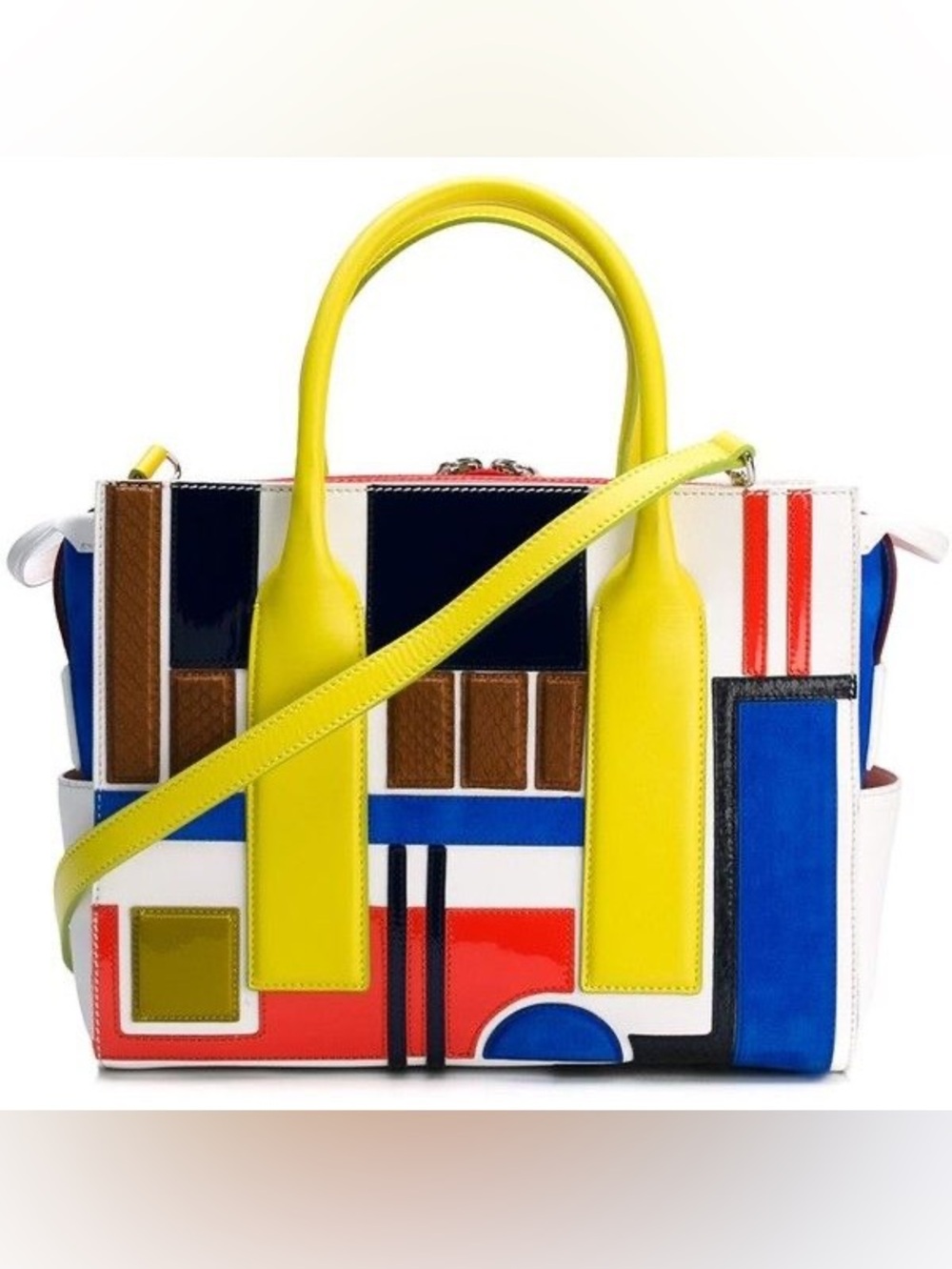 DSQUARED2 very rare Multicolor Patchwork twin peaks bag with python skin inserts